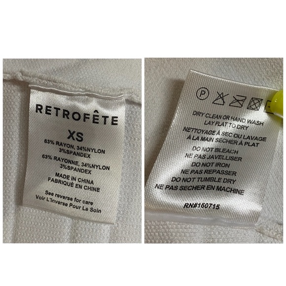 Retrofete Mckenna Crop Top in White Square Neck Stretch Glam Fairy Size XS - Picture 8 of 10